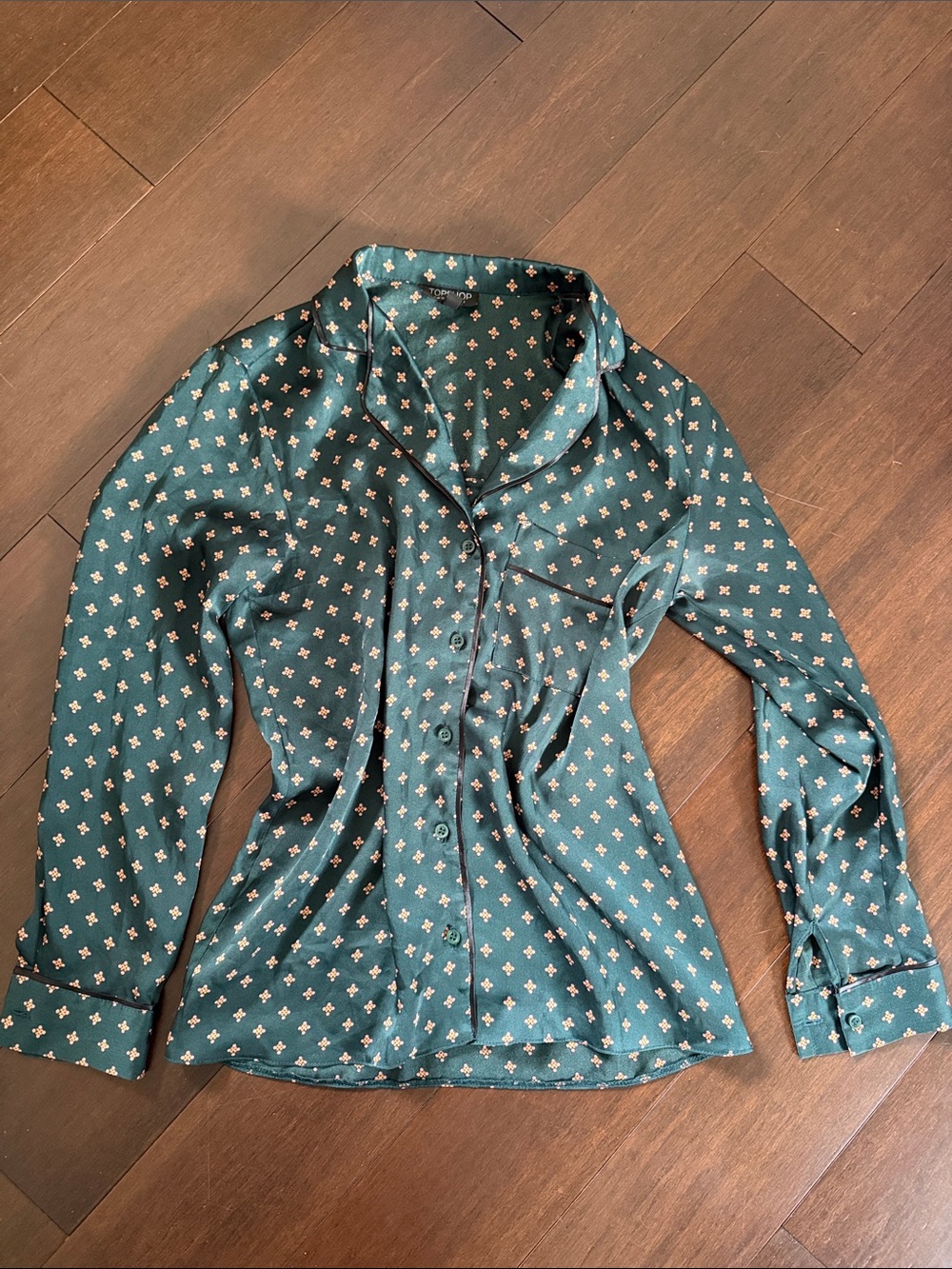 Topshop Button-Down Blouse with Geo Print